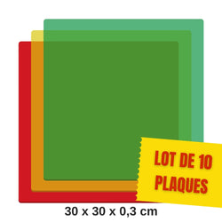 Creality - 10 Plaques Transp. 3 Coul. (Transparent Acrylic Sheets) - 30x30cm - 3mm - Recon. Intel.