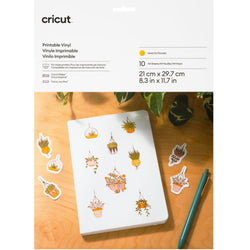 Cricut - Printable Vinyl  - 10 Feuilles de Vinyle Imprimable - Or - 21 x 29,7 cm