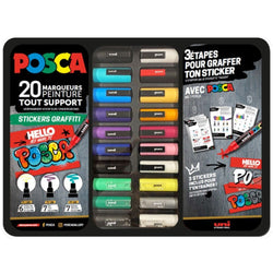 POSCA - Mallette de 20 marqueurs - Stickers Graffiti