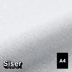 Siser - Glitter Flex - Feuille A4 Thermocollant - (G0001) Blanc Pailleté - 20 x 30 cm