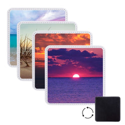 Craft Express - 4 Sous-verres Carrés pour sublimation - Similicuir - 10 x 10 cm - Blanc/Noir