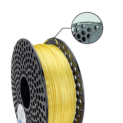 best 3d printing filament silk yellow jaune couleur bobbine detail zoom azurefilm atome impression