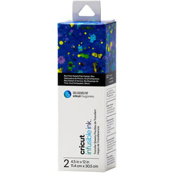 Cricut - 2 Feuilles de Transfert avec Motifs Infusible Ink - Blue Paint Splash - (11,4x30,5cm) 